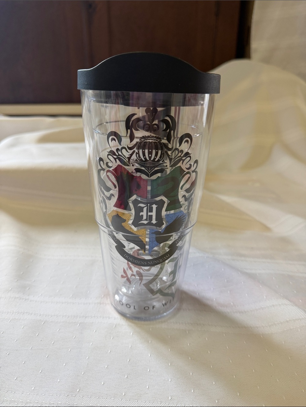 Tervis Clear Travel Tumbler with Black Lid and Multicolor Crest